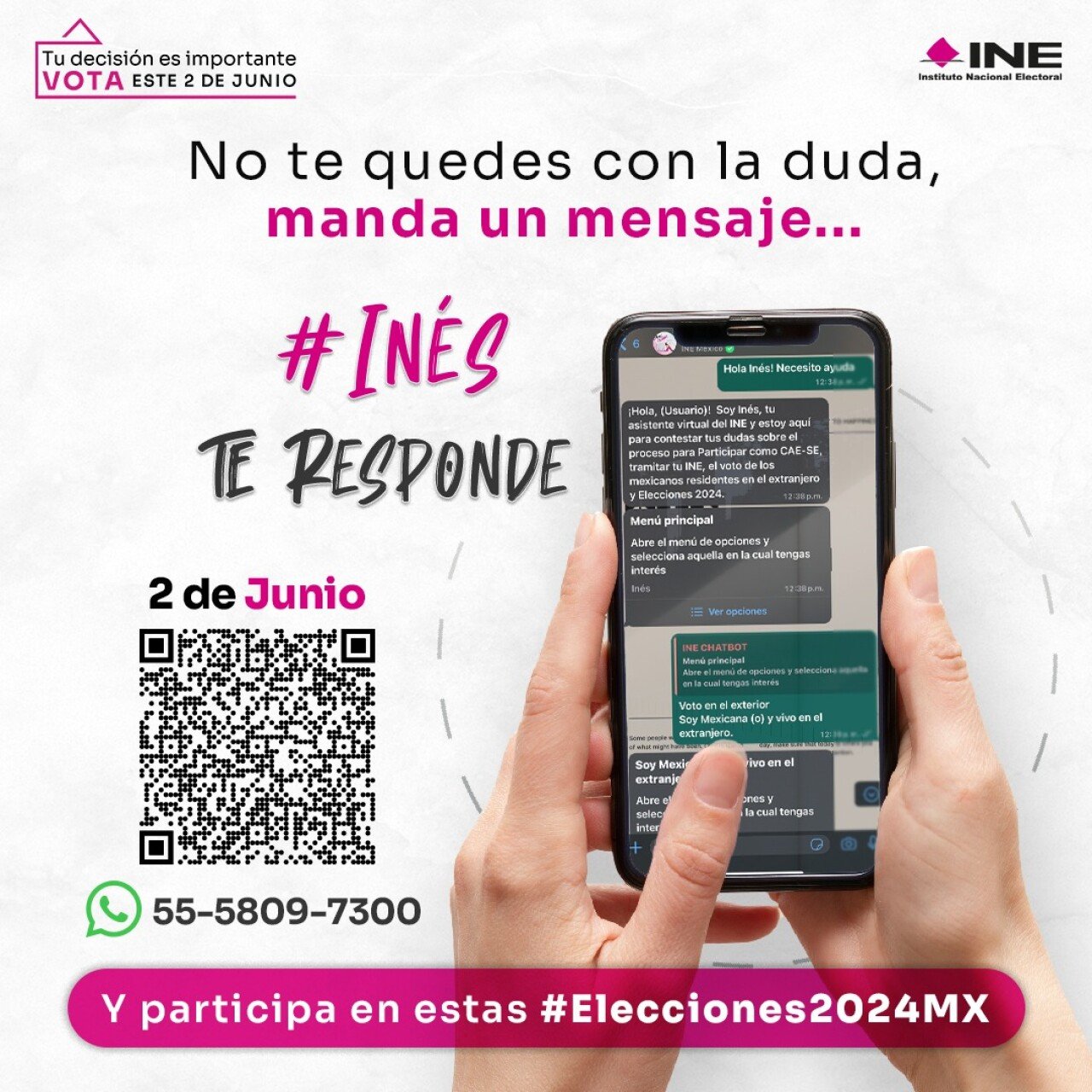 El INE tendrá chatbot de WhatsApp para las elecciones de 2024