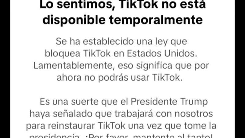 TikTok suspende su aplicación en Estados Unidos