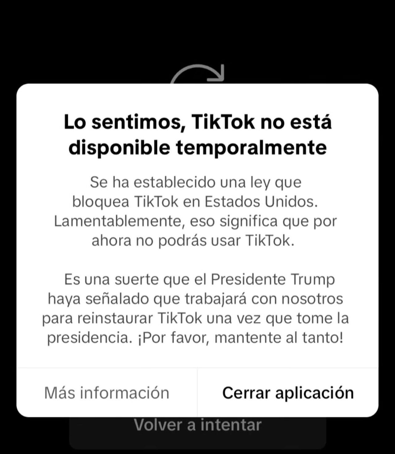 TikTok suspende su aplicación en Estados Unidos